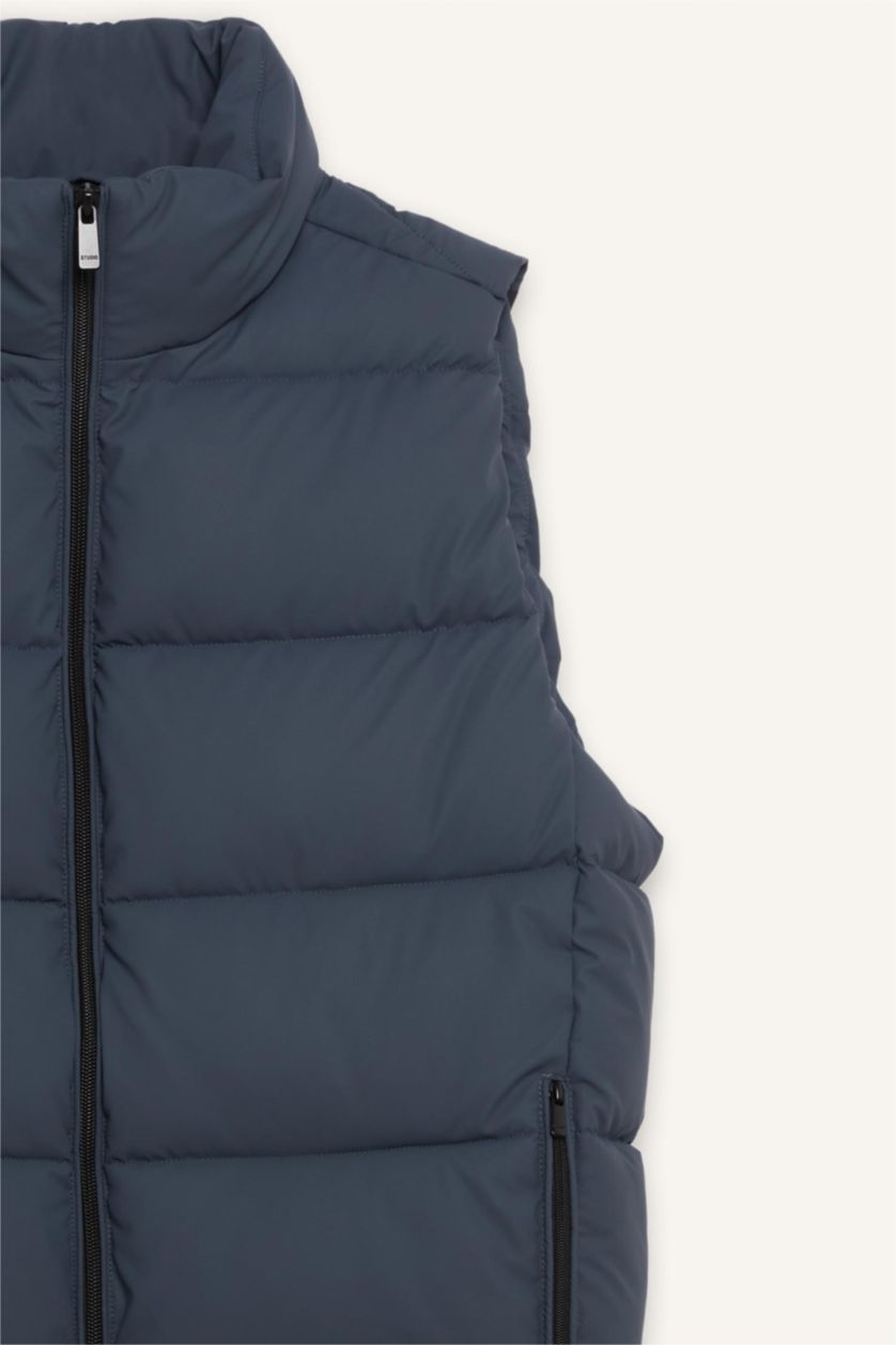 Erkek Koyu Yeşil Su İtici Slim Fit Astarlı Şişme Yelek