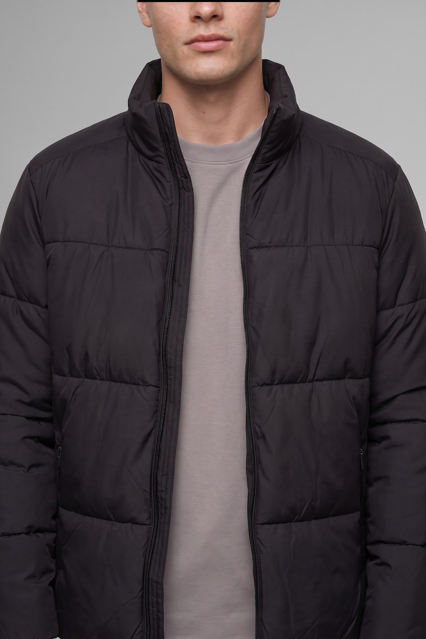Men Brown Dog Collar Puffer Jacket