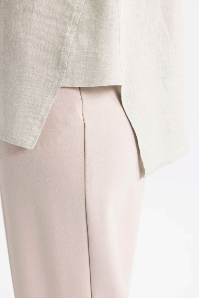 حريمي نعناع تونيك كتان كم طويل قصة مريحة