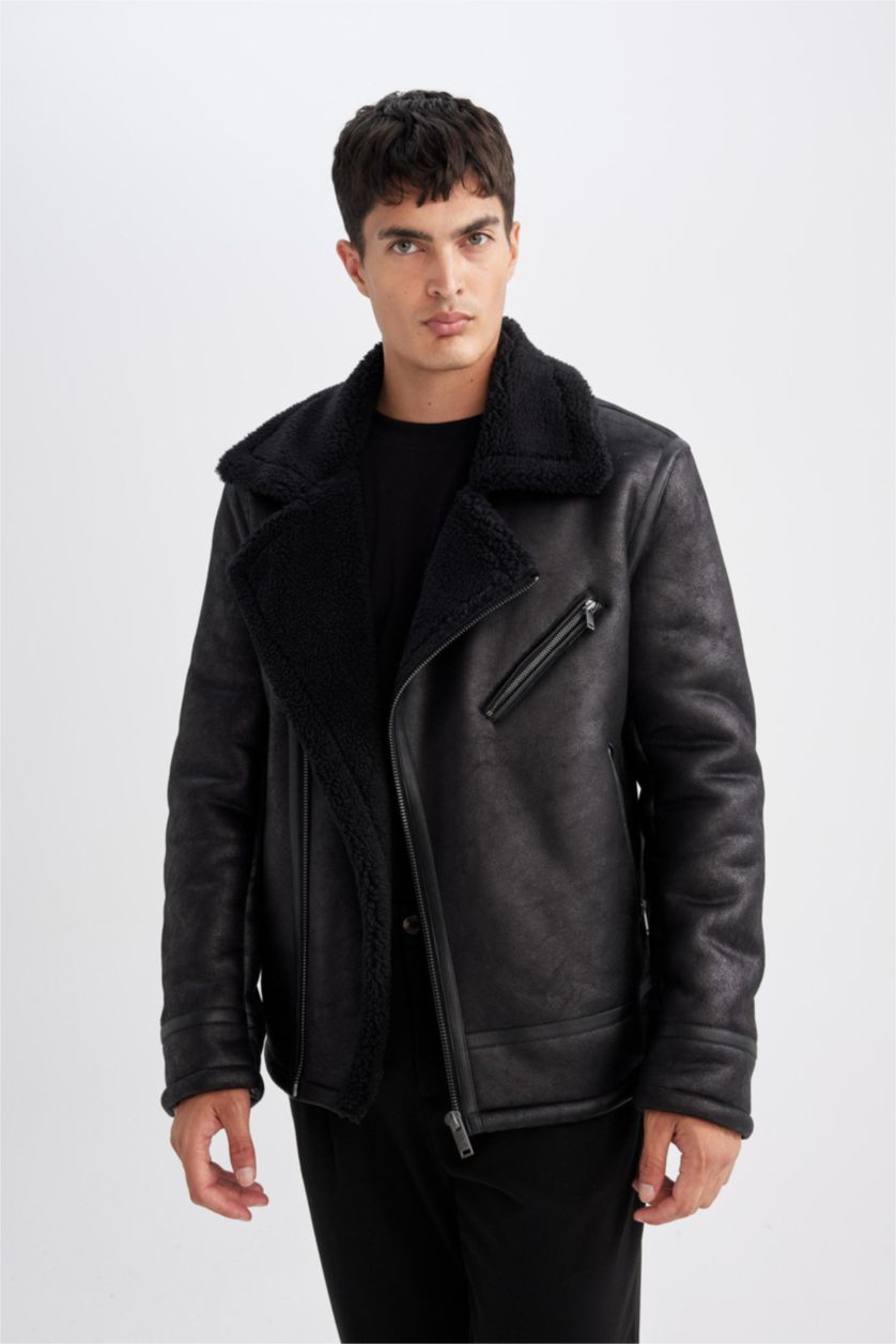 HOMME Noir PU Coupe slim raccourcie