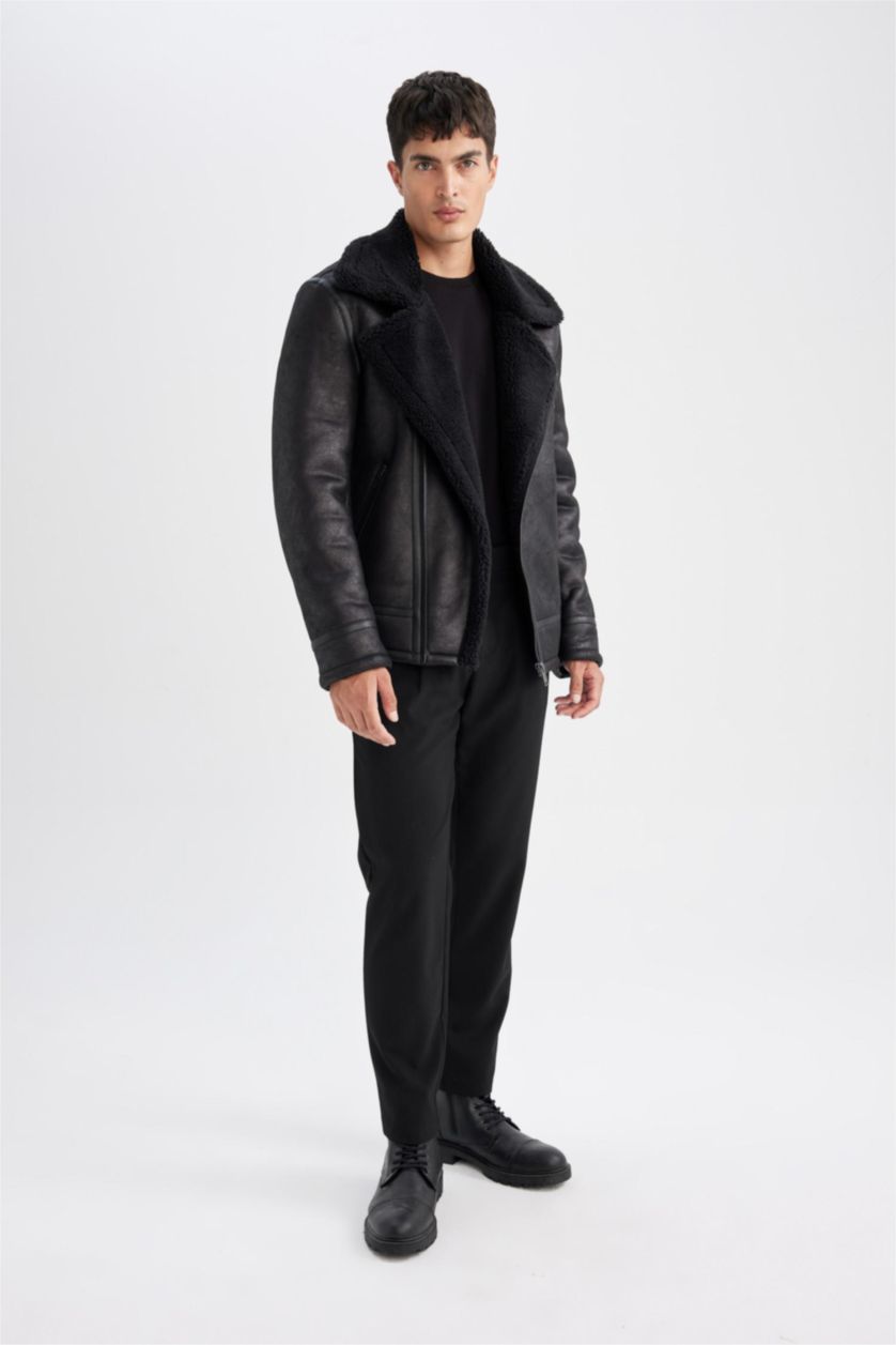 HOMME Noir PU Coupe slim raccourcie