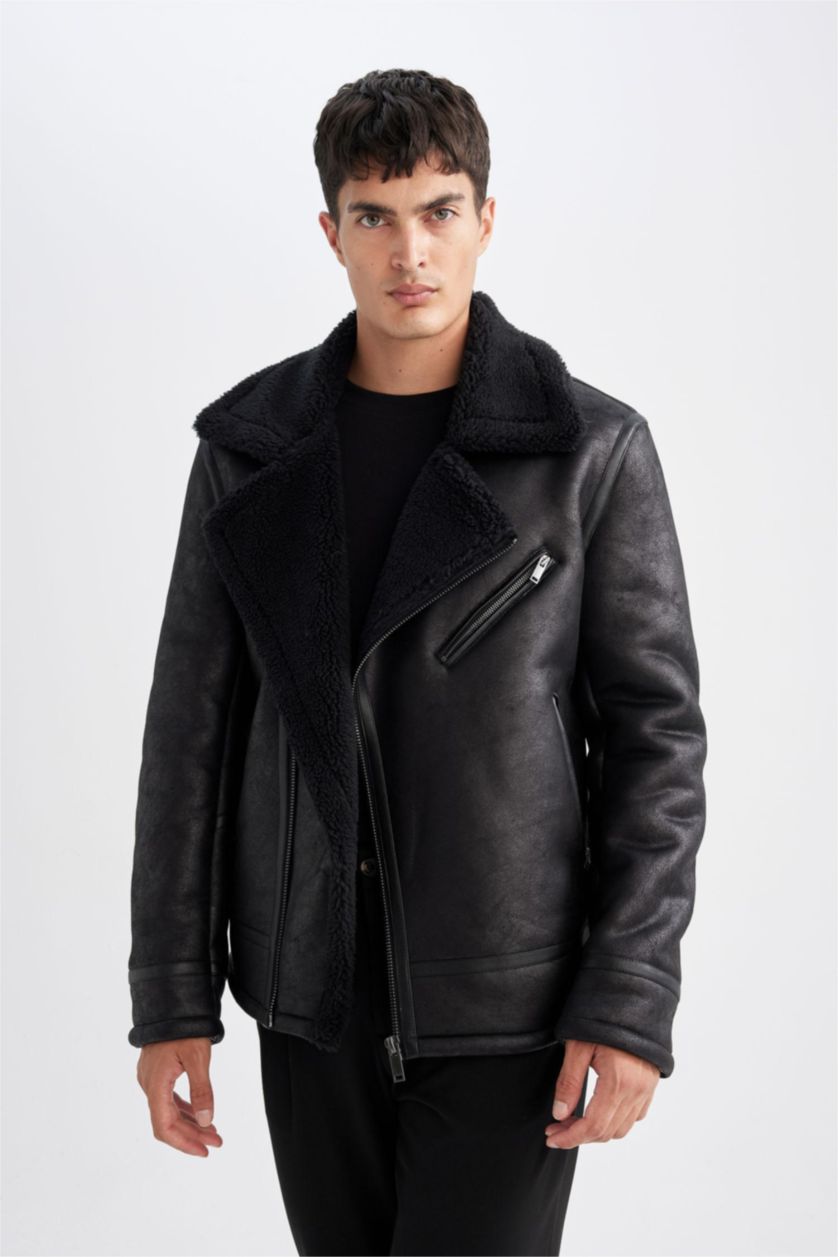 HOMME Noir PU Coupe slim raccourcie