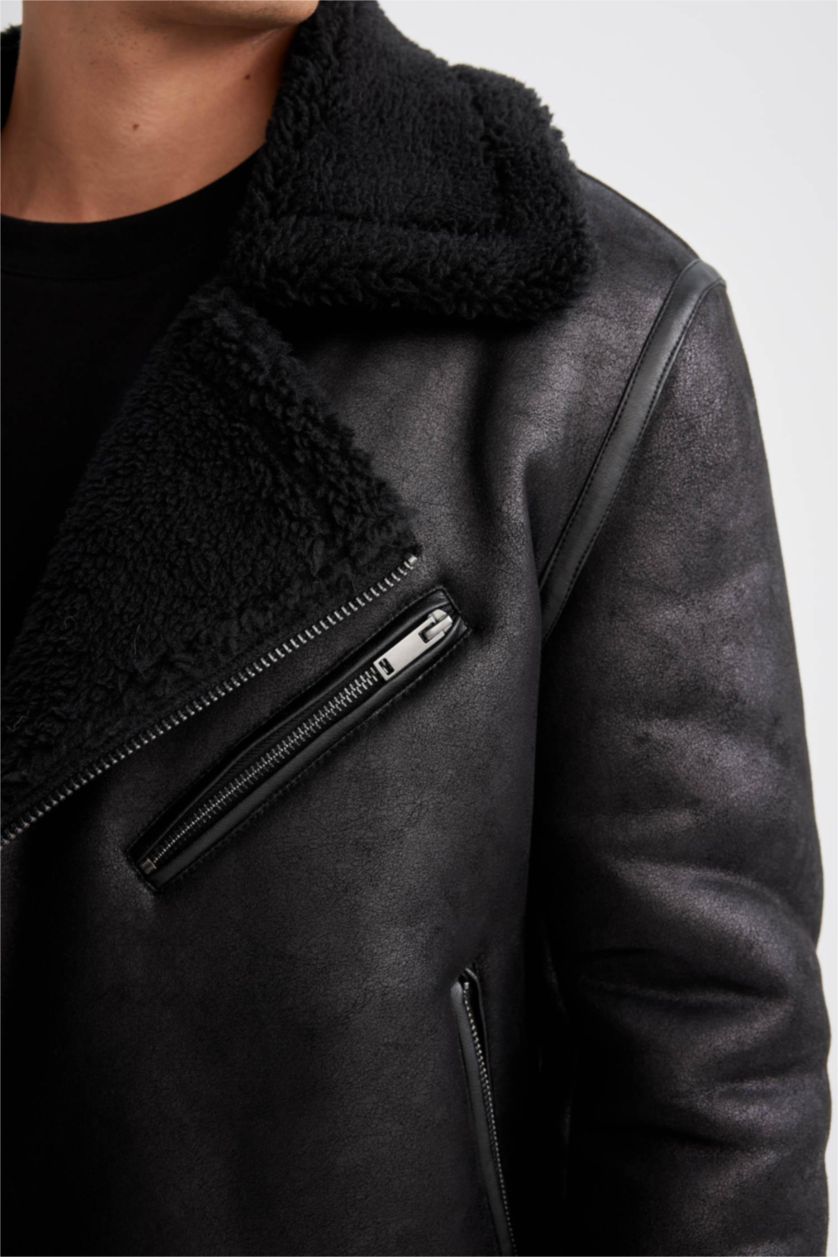 HOMME Noir PU Coupe slim raccourcie