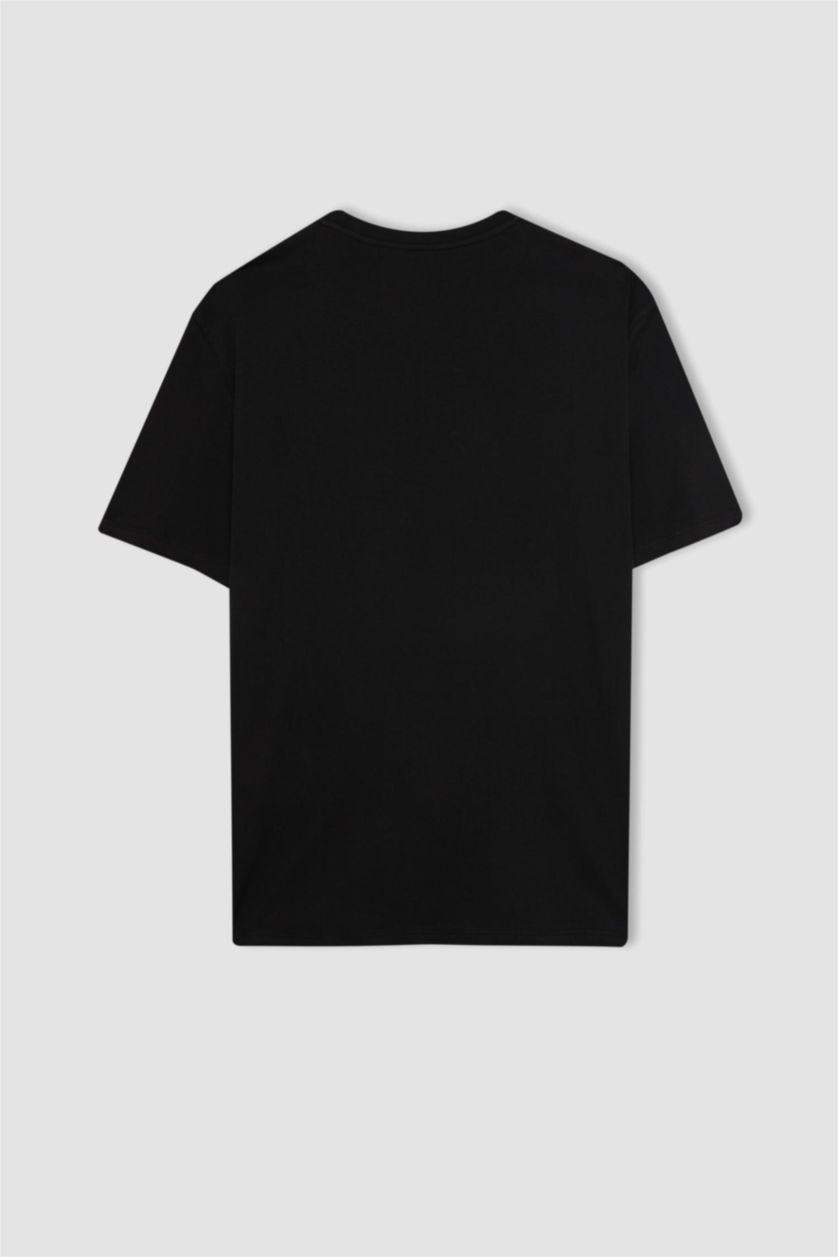 Erkek Siyah Regular Fıt Kısa Kollu Tişört