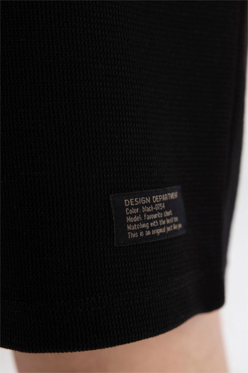 MAN Black Regular Fit Thin Sweatshirt Fabric Shorts