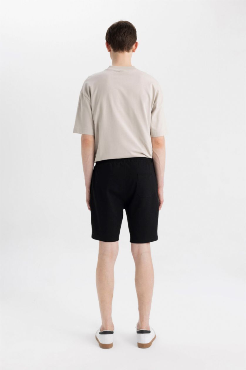 MAN Black Regular Fit Thin Sweatshirt Fabric Shorts