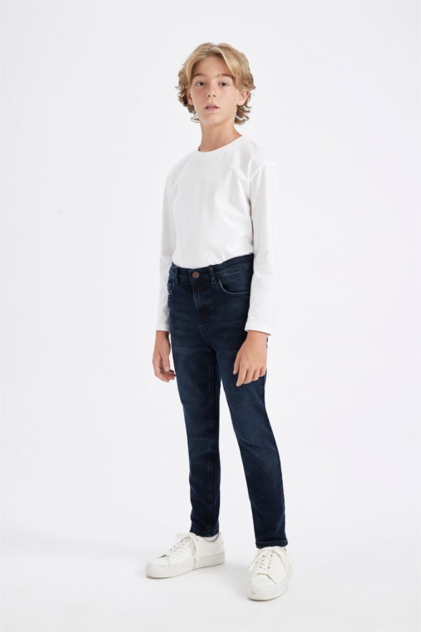 BOYS & TEENS Blue Black Boy Slim Fit Straight Leg Jeans