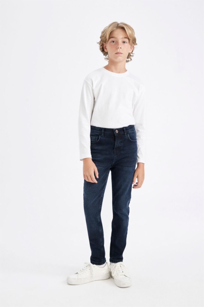 BOYS & TEENS Blue Black Boy Slim Fit Straight Leg Jeans