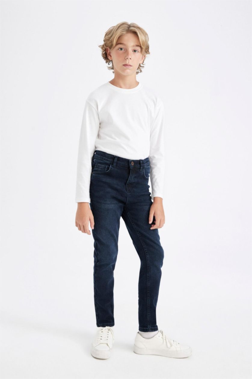 BOYS & TEENS Blue Black Boy Slim Fit Straight Leg Jeans