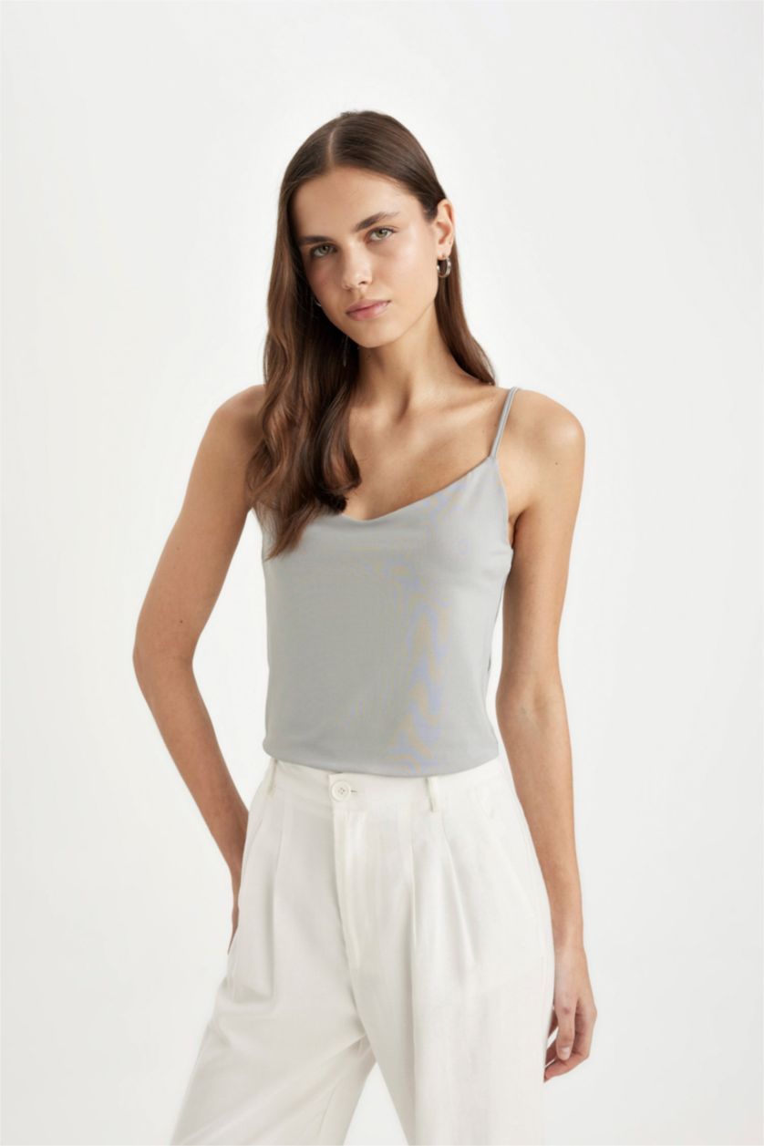 FEMME Gris Clair Débardeur slim à col en U