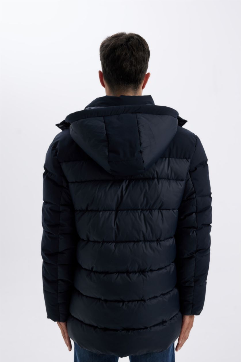 Man NAVY Slim Fit Hooded Half Lined Jacket