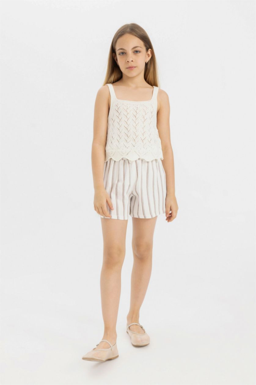 GIRLS & TEENS Light Beige Girl Paperbag Shorts