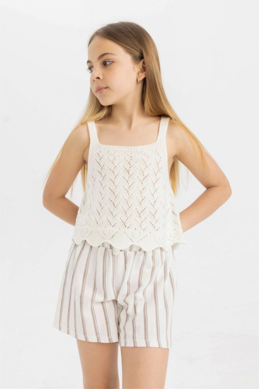 GIRLS & TEENS Light Beige Girl Paperbag Shorts