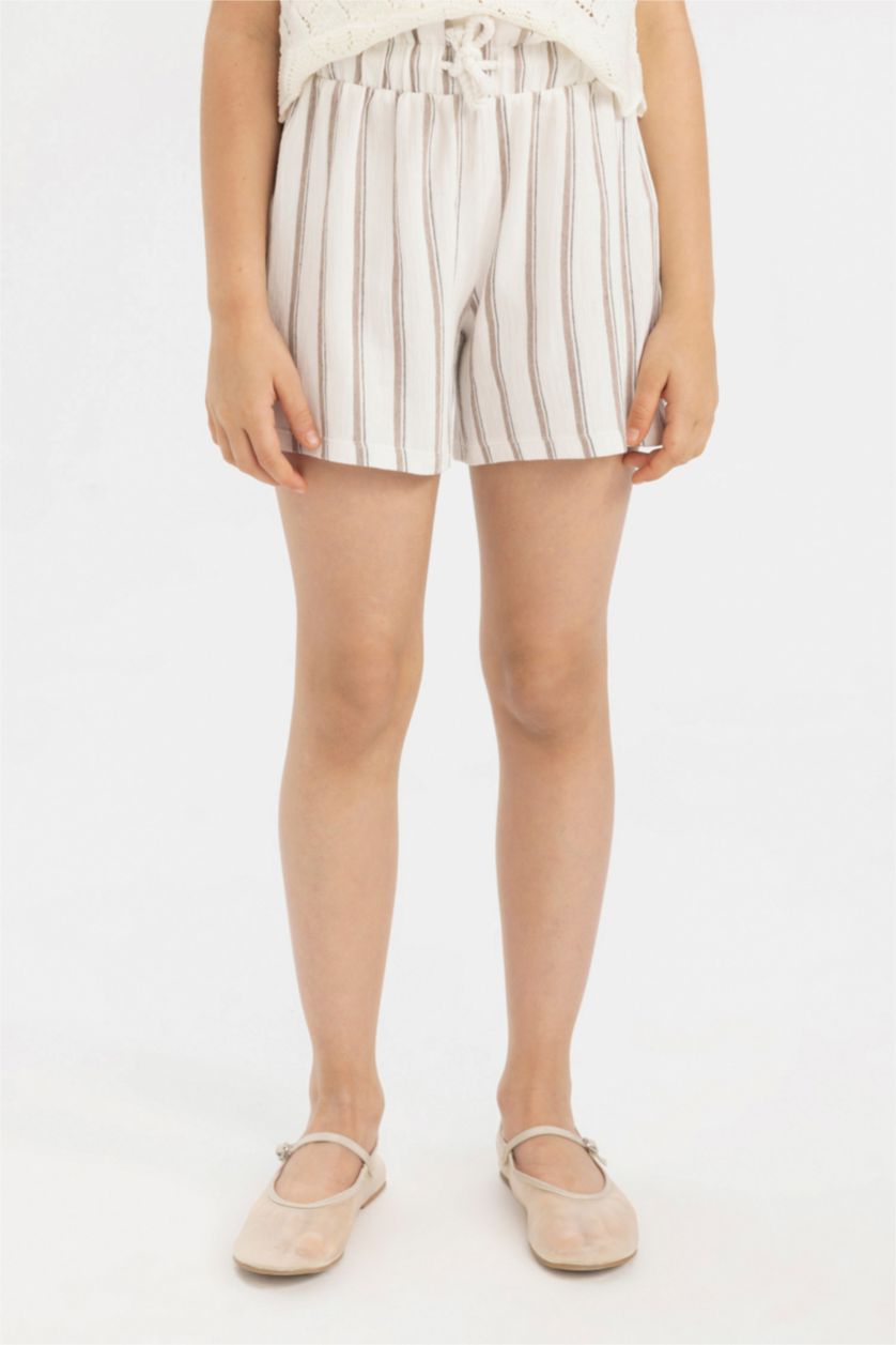 GIRLS & TEENS Light Beige Girl Paperbag Shorts