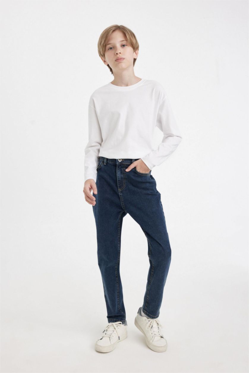 BOYS & TEENS Blue Boy Carrot Fit Straight Leg Jeans