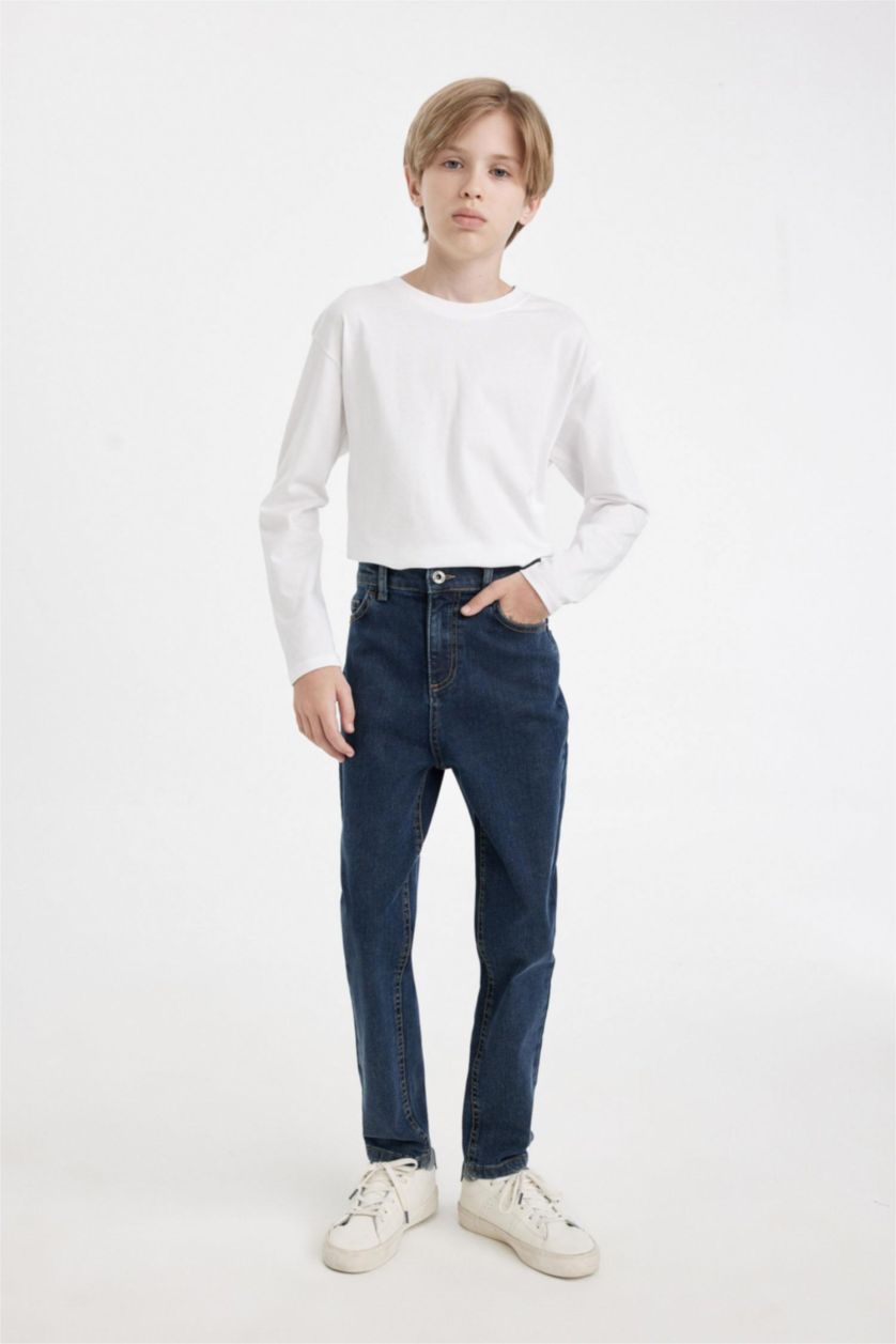 BOYS & TEENS Blue Boy Carrot Fit Straight Leg Jeans