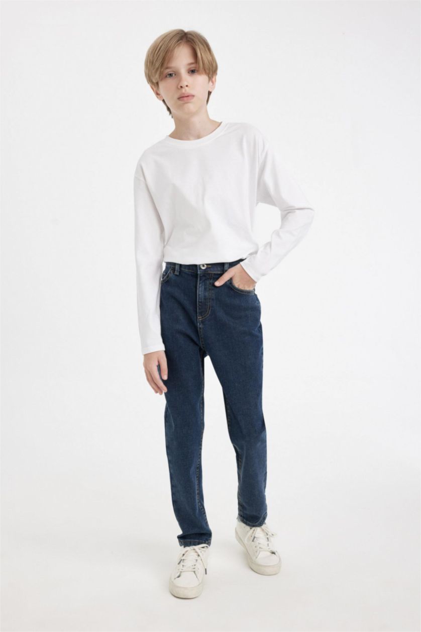 BOYS & TEENS Blue Boy Carrot Fit Straight Leg Jeans