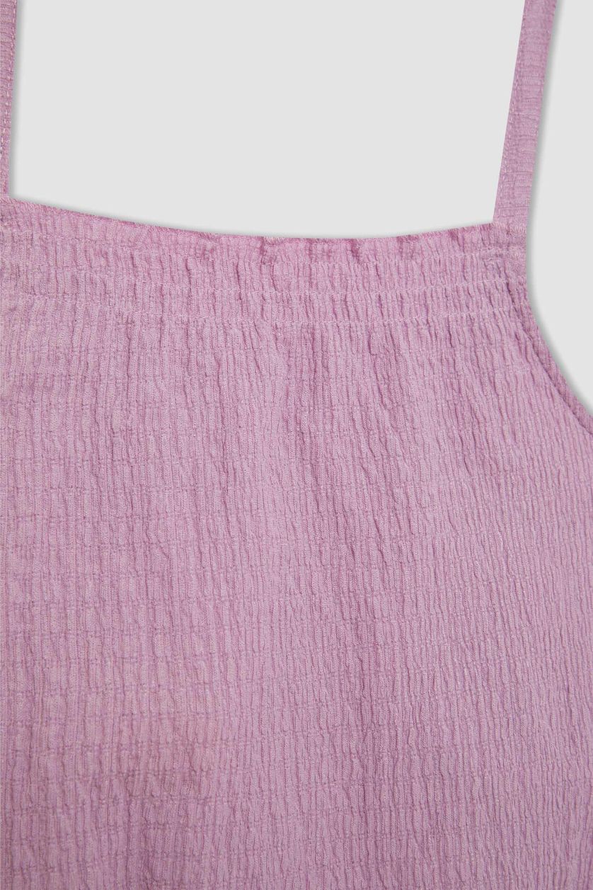 بناتي أرجواني بلوزة بناتي قصة مريحة بحمالات بياقة مرن