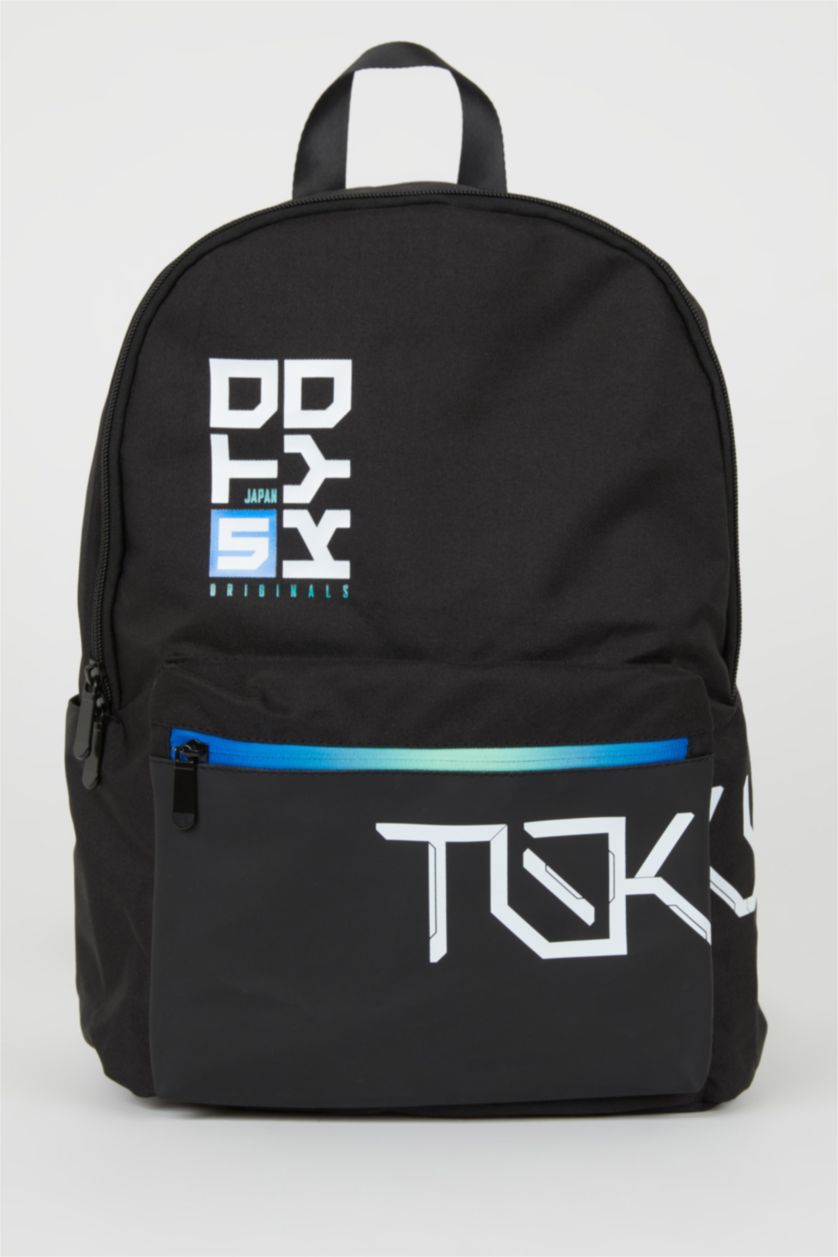 Erkek Çocuk - Genç Erkek Siyah Erkek Baskılı Okul Sırt Çantası