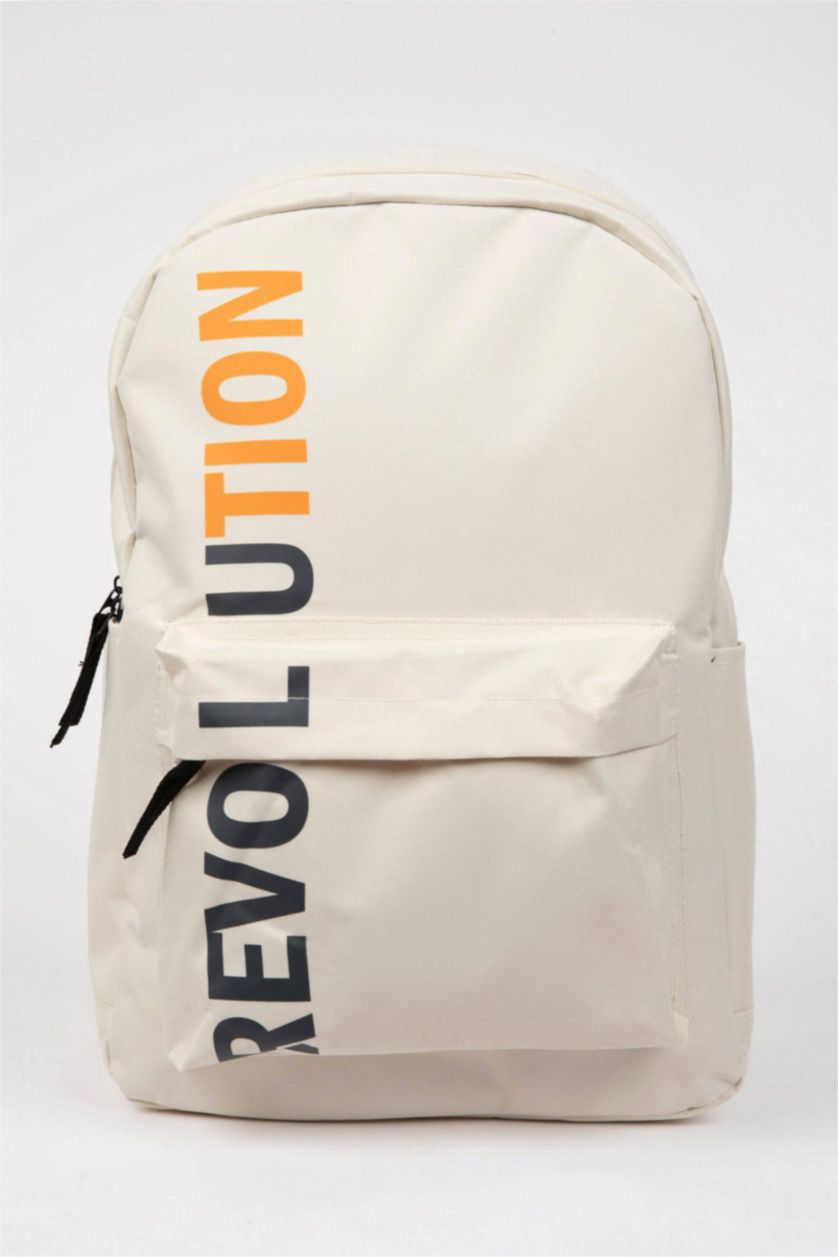 Erkek Çocuk - Genç Erkek Bej Unisex Baskılı Okul Sırt Çantası