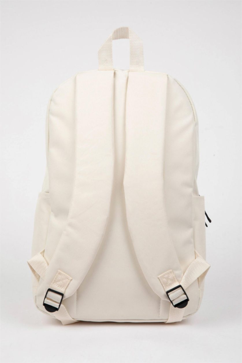 Erkek Çocuk - Genç Erkek Bej Unisex Baskılı Okul Sırt Çantası