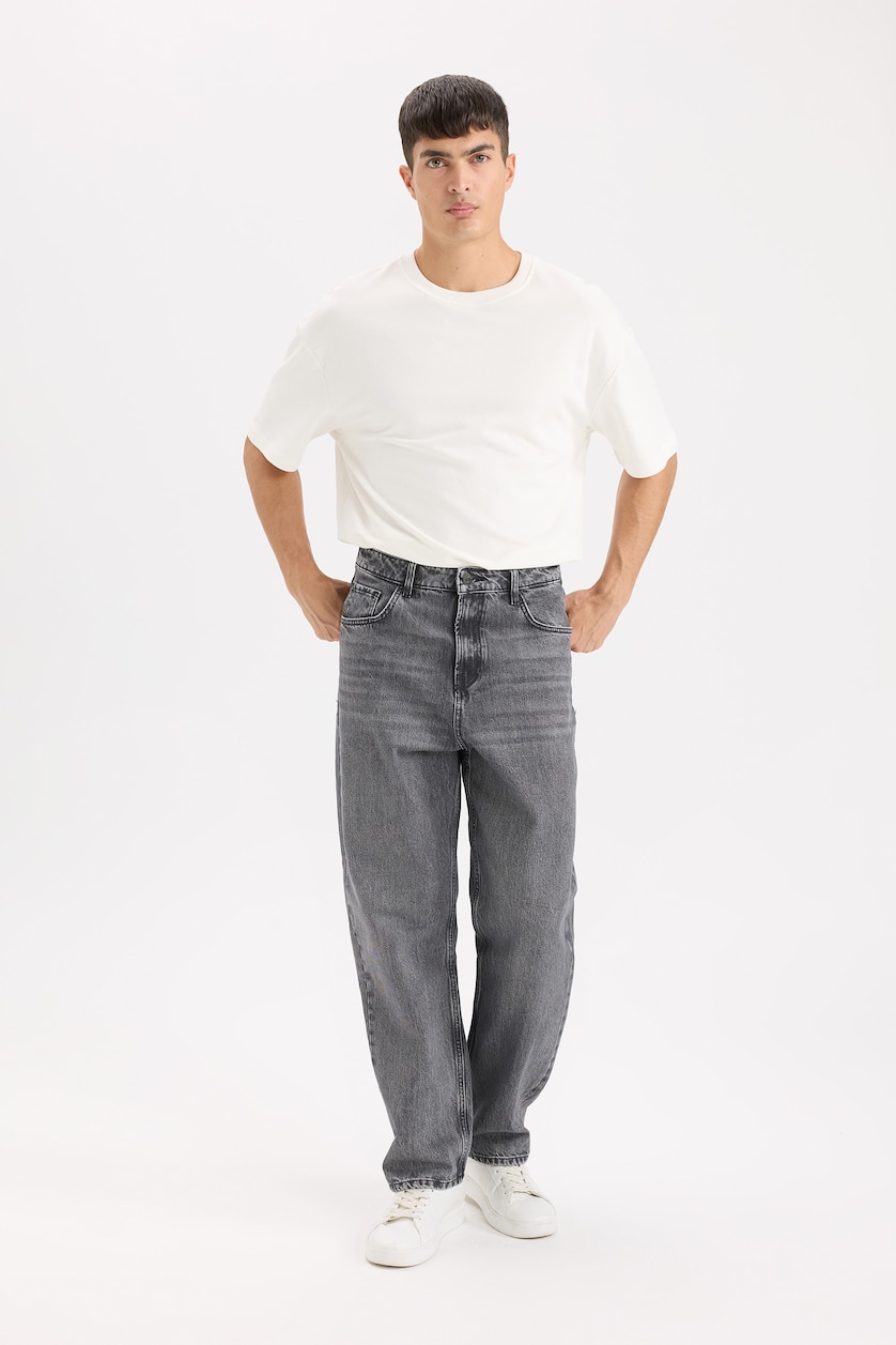 Erkek Antrasit Baggy Fıt Pantolon