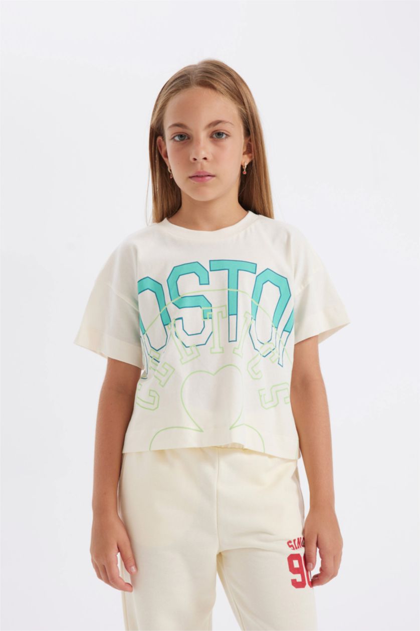 GIRLS & TEENS Ecru Girl NBA Boston Celtics Short Sleeve T-Shirt