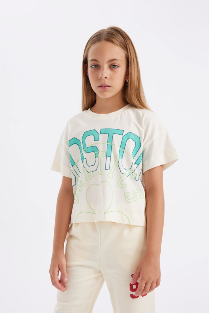 GIRLS & TEENS Ecru Girl NBA Boston Celtics Short Sleeve T-Shirt