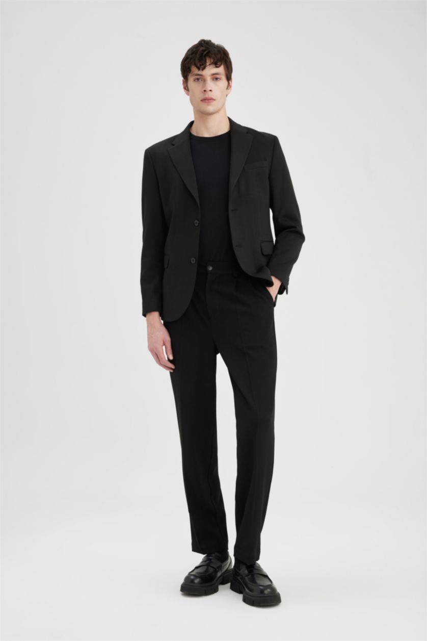 MAN Black Modern Fit Buttoned Lined Basic Blazer