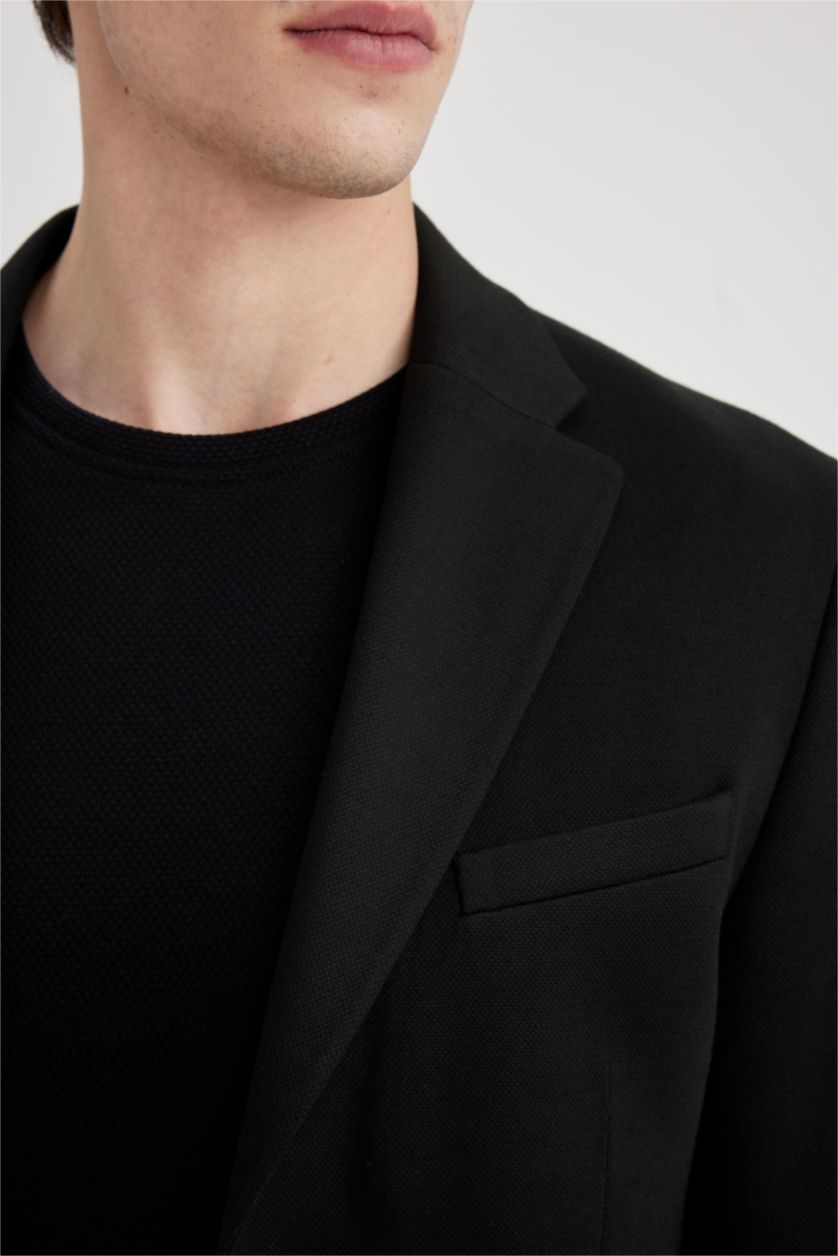 MAN Black Modern Fit Buttoned Lined Basic Blazer