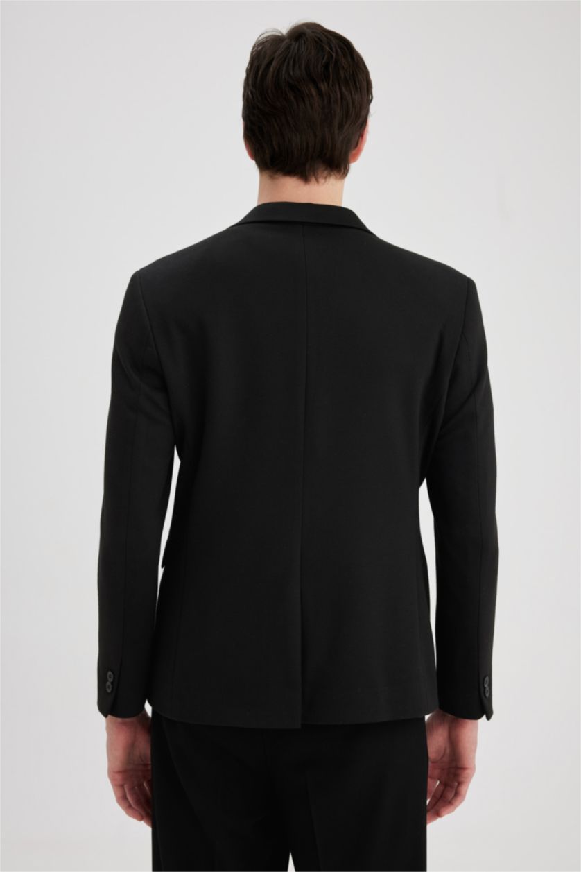 MAN Black Modern Fit Buttoned Lined Basic Blazer