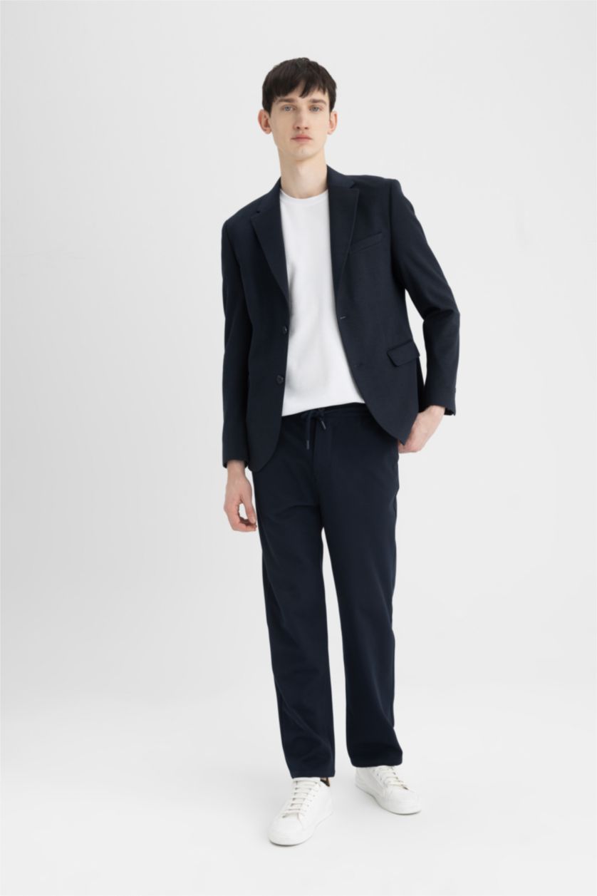 رجال كحلي سترة بليزر مودرن فيت مبطن