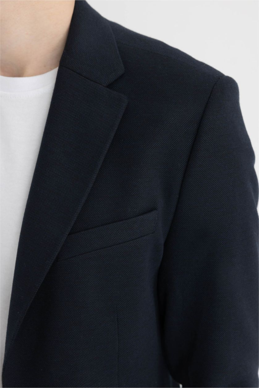 رجال كحلي سترة بليزر مودرن فيت مبطن