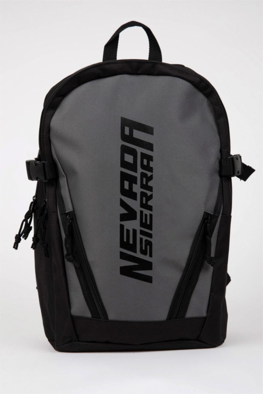 MAN Black Unisex Water Repellent Fabric Backpack