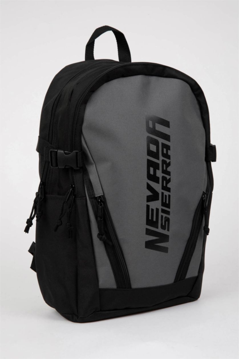 MAN Black Unisex Water Repellent Fabric Backpack