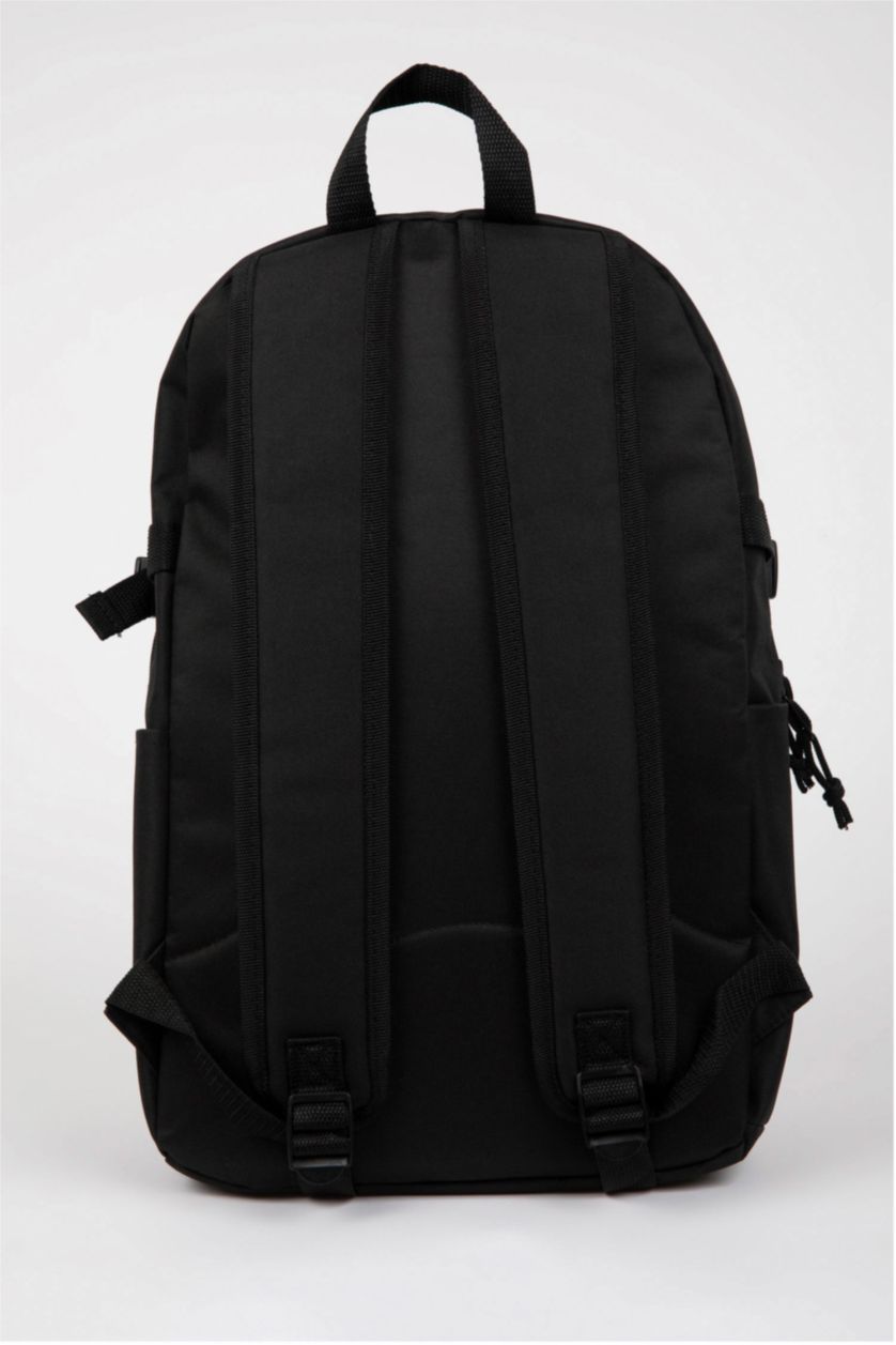 MAN Black Unisex Water Repellent Fabric Backpack