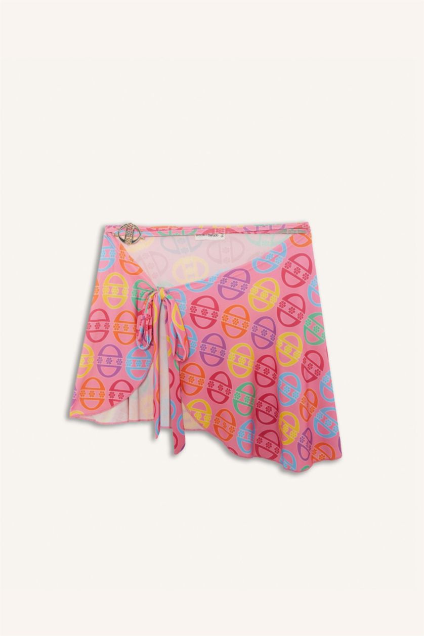 Kadın Pembe Declara x DeFacto Desenli Pareo Etek