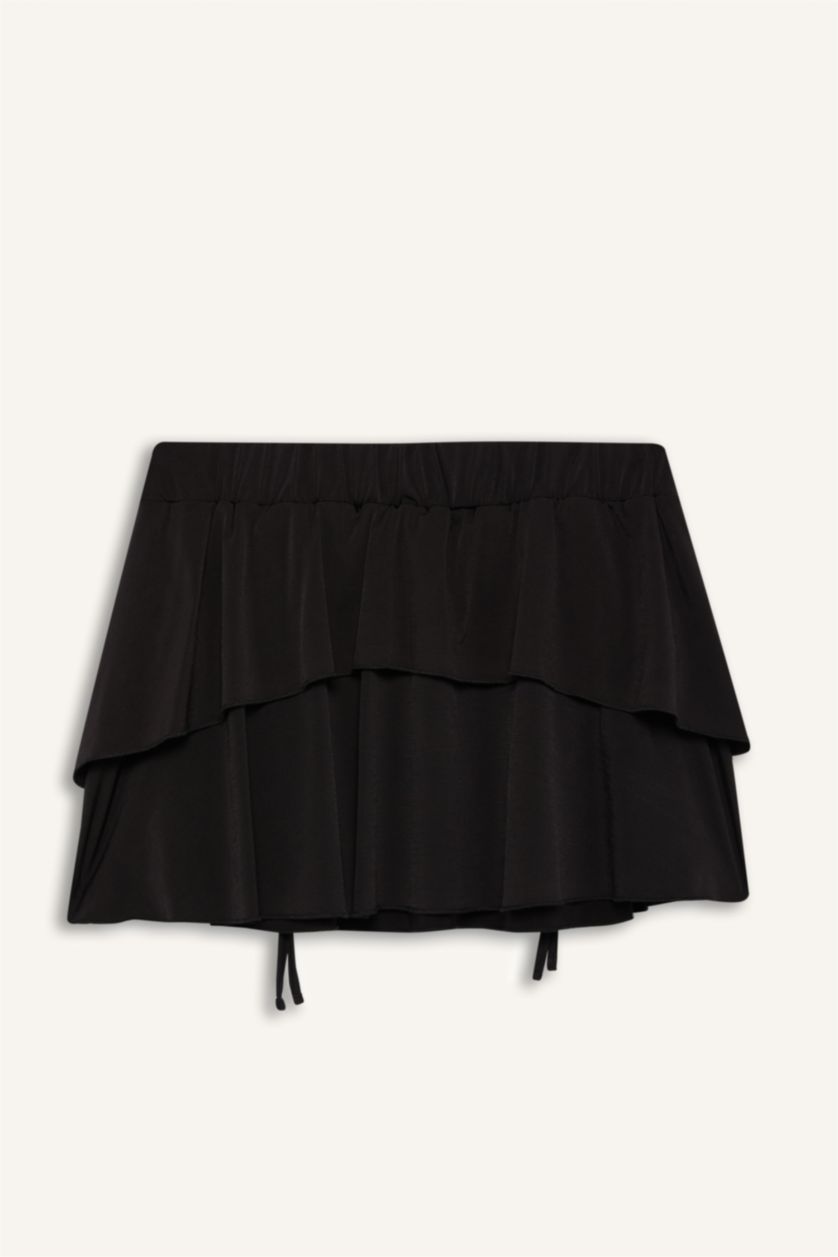 Kadın Siyah Declara x DeFacto Tokalı Mini Plaj Eteği