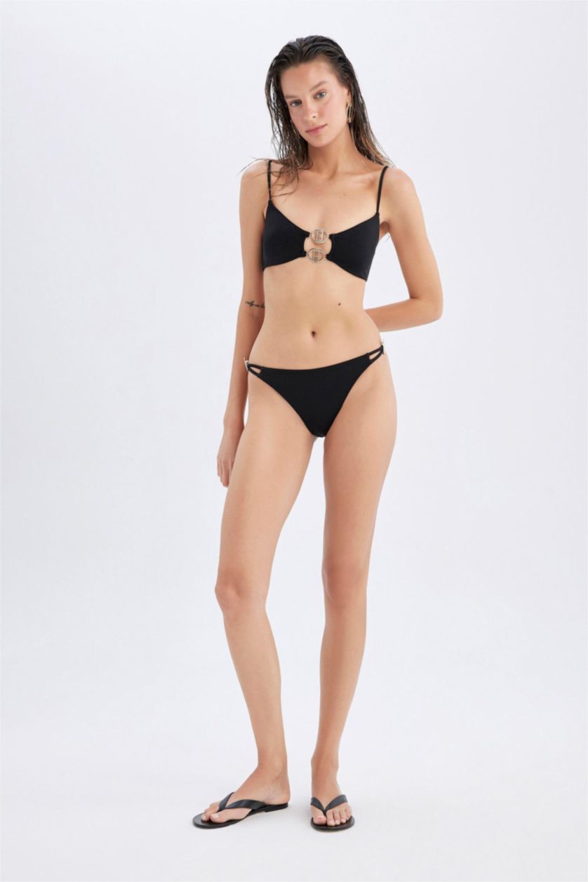 Woman Black Regular Fit Bikini Bottom