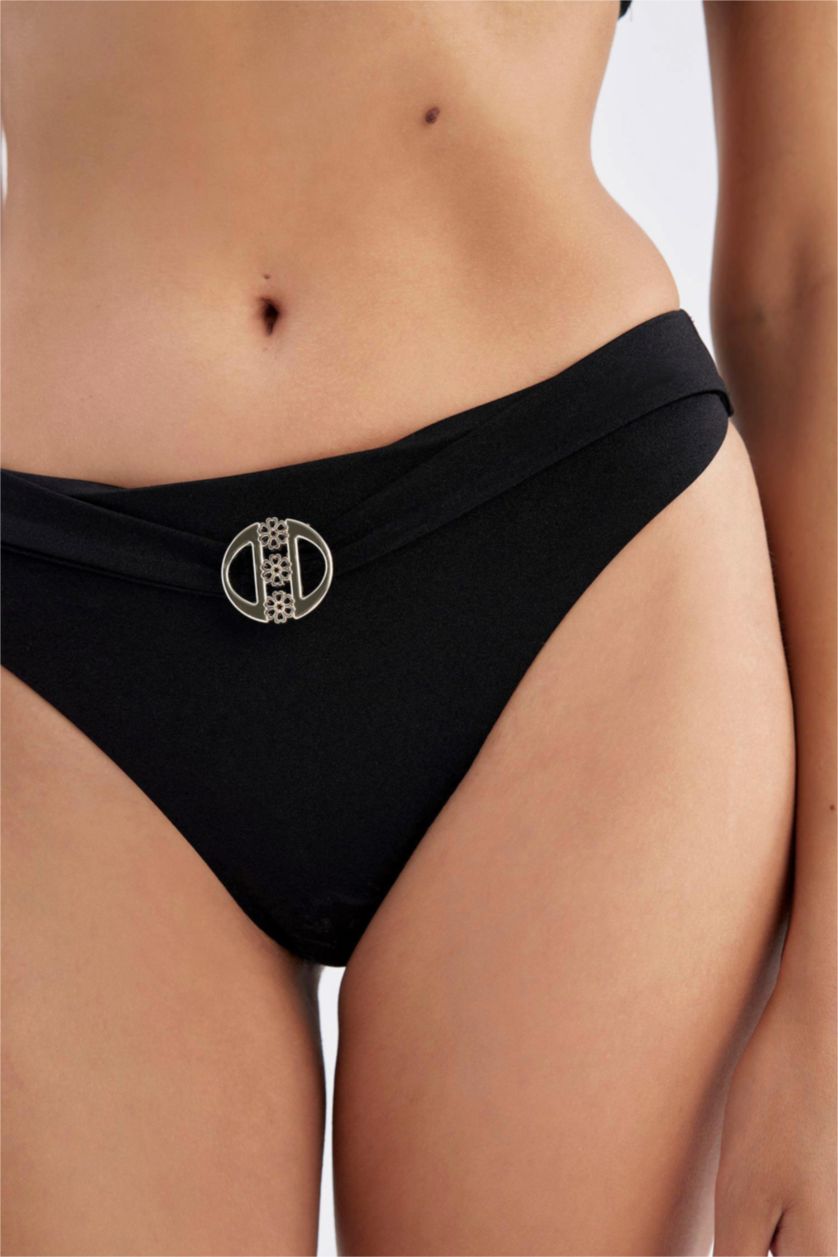 Woman Black Regular Fit Bikini Bottom