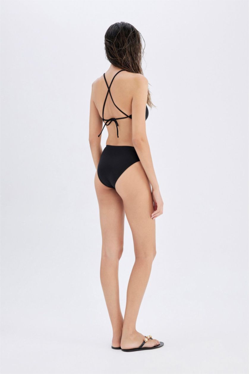 Woman Black Regular Fit Bikini Bottom