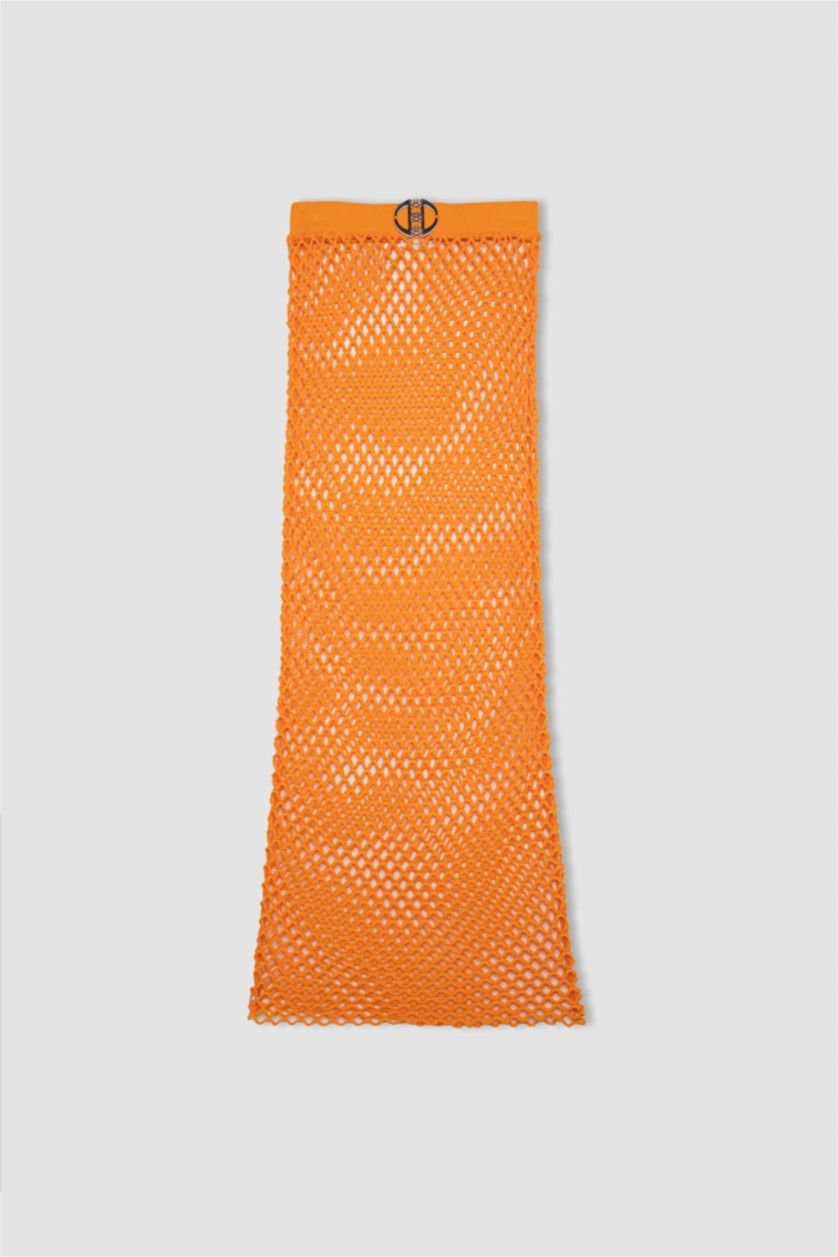 نساء برتقالي تنورة بحر طويل شبكي قصة عادية من Declara x DeFacto