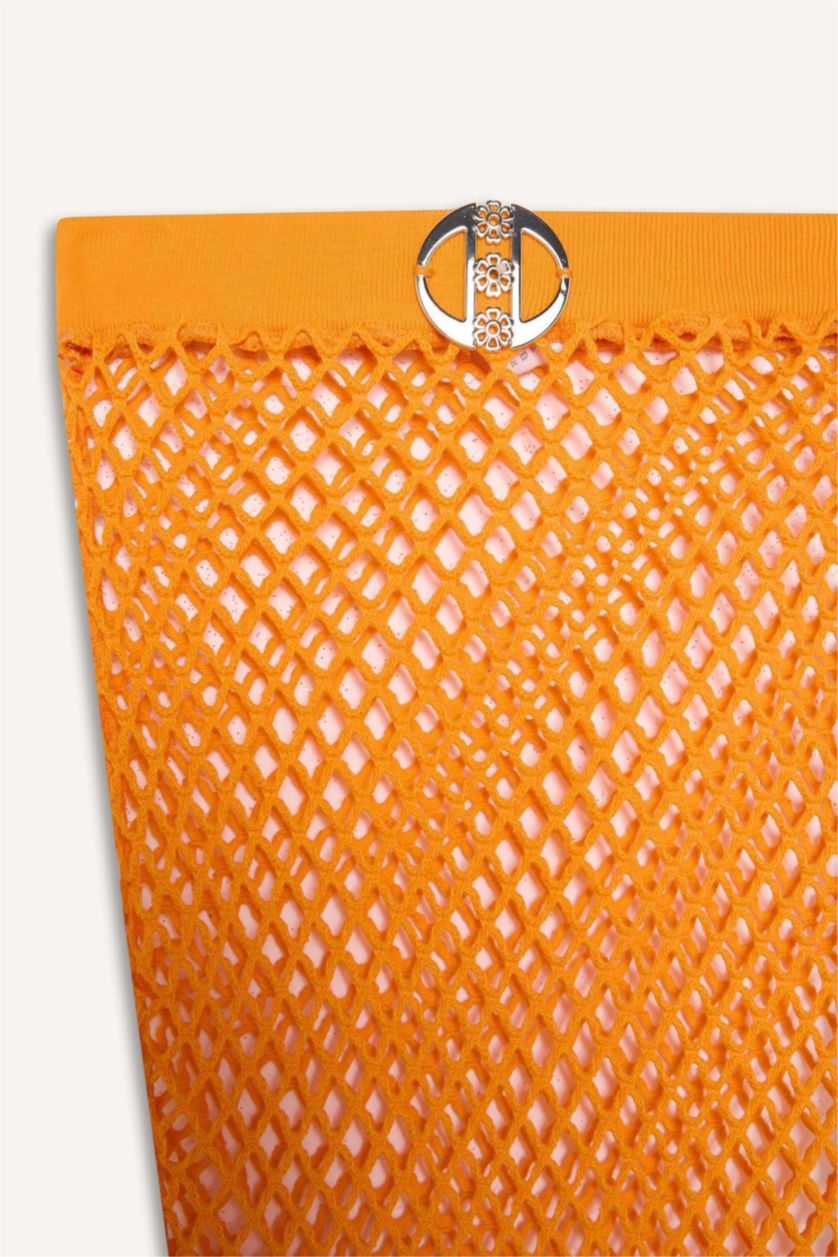 نساء برتقالي تنورة بحر طويل شبكي قصة عادية من Declara x DeFacto