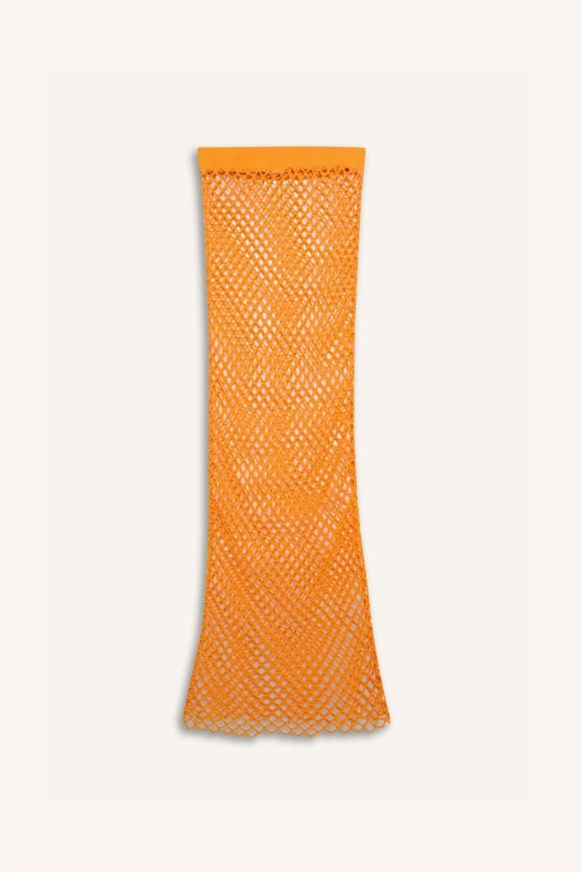 نساء برتقالي تنورة بحر طويل شبكي قصة عادية من Declara x DeFacto