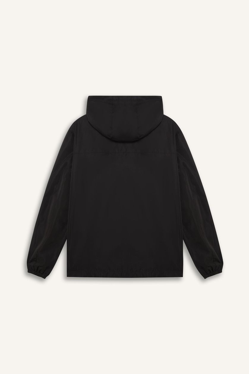 Erkek Siyah Su İtici Kapüşonlu Yağmurluk