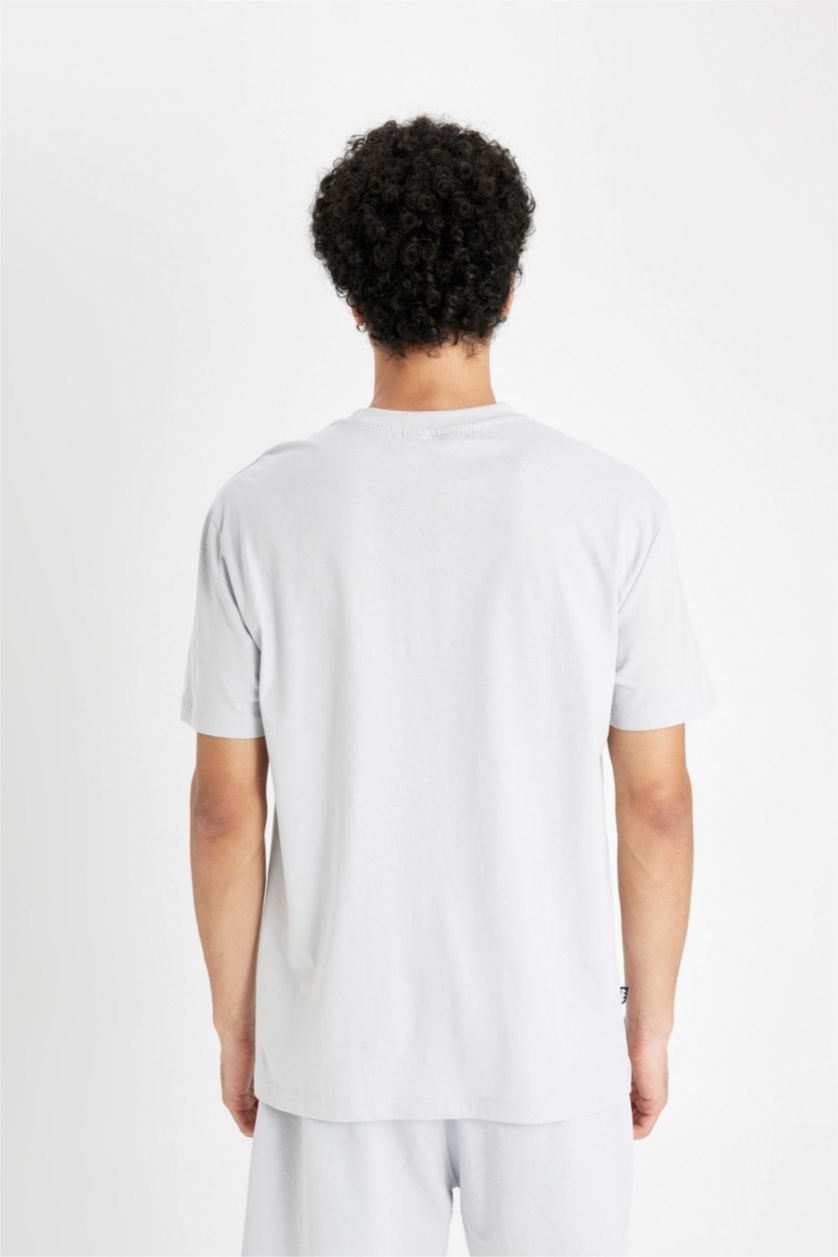 Erkek Açık Gri %100 Pamuk Batman 85 Regular Fit Bisiklet Yaka Kısa Kollu Tişört