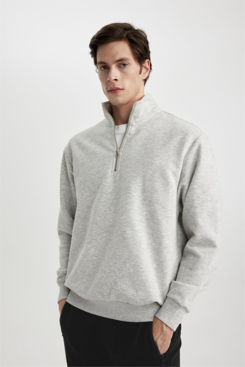 Erkek Açık Gri Melange Oversıze Kalın Sweatshirt Kumaşı Sweatshirt