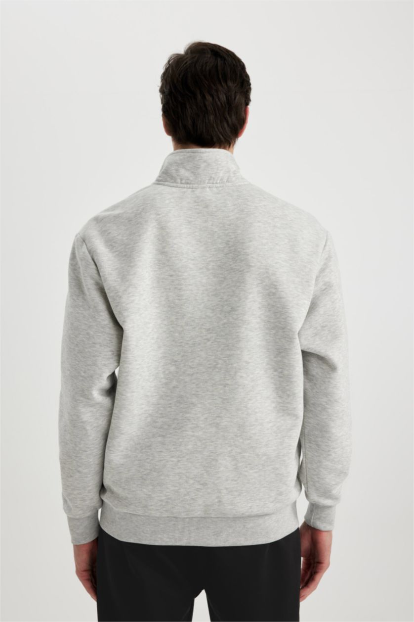 Erkek Açık Gri Melange Oversıze Kalın Sweatshirt Kumaşı Sweatshirt