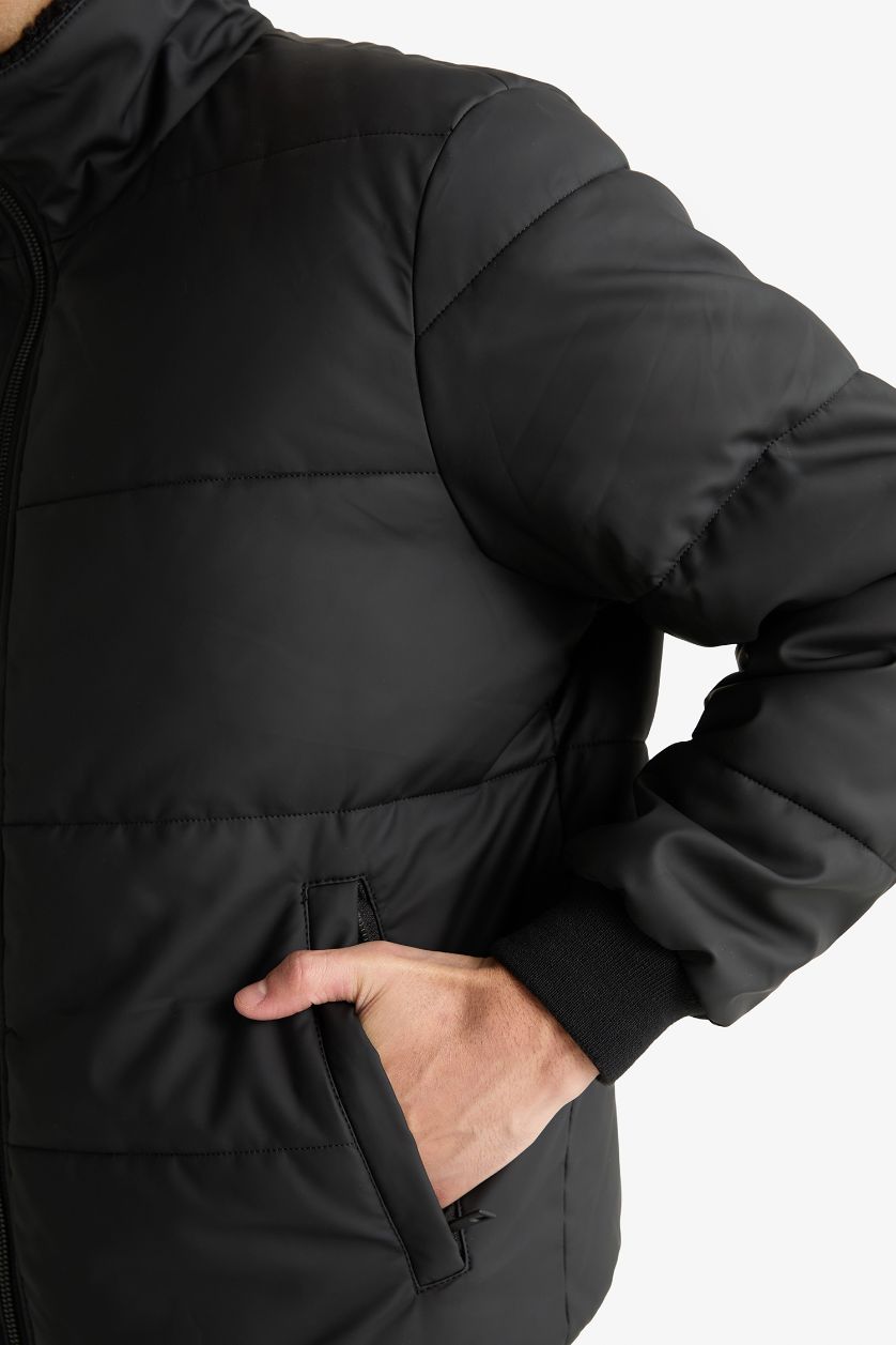 MAN Black Waterproof Regular Fit Shirt Collar Lined Faux Leather Jacket