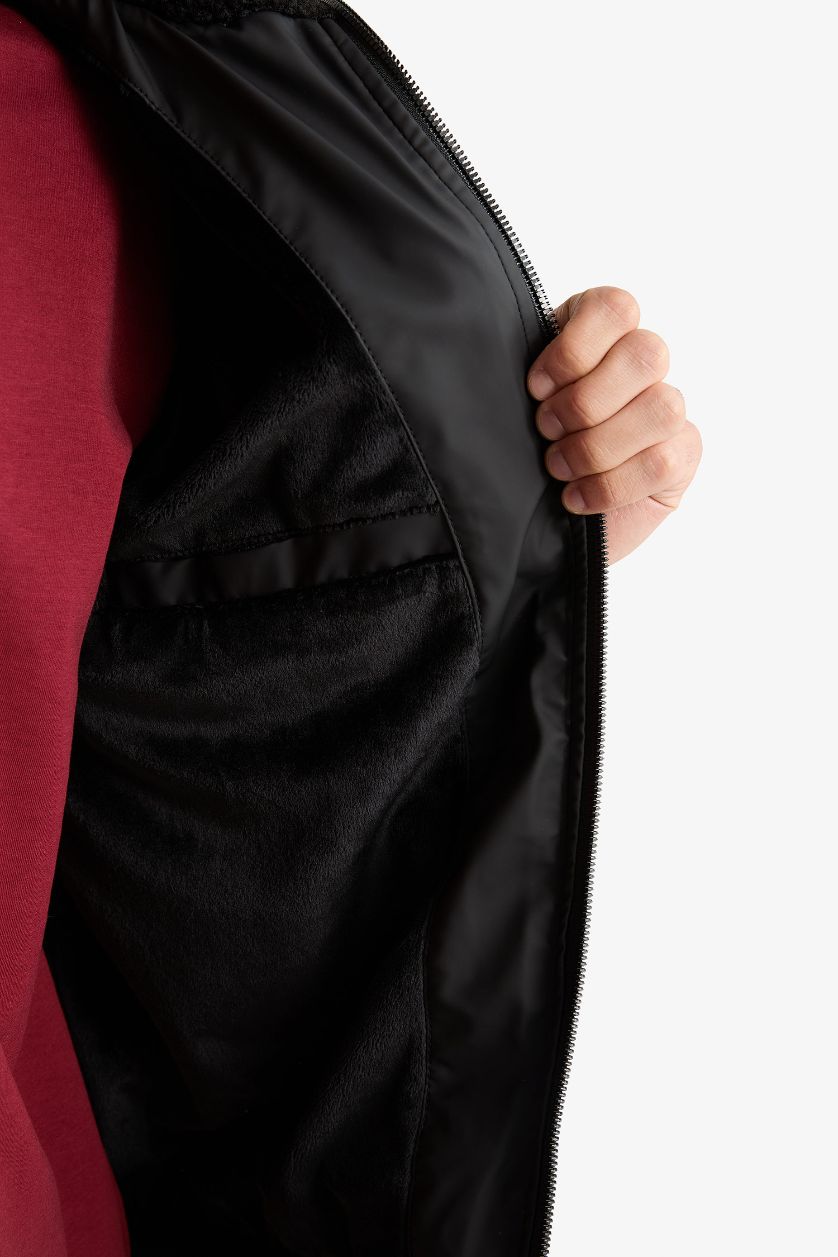 MAN Black Waterproof Regular Fit Shirt Collar Lined Faux Leather Jacket